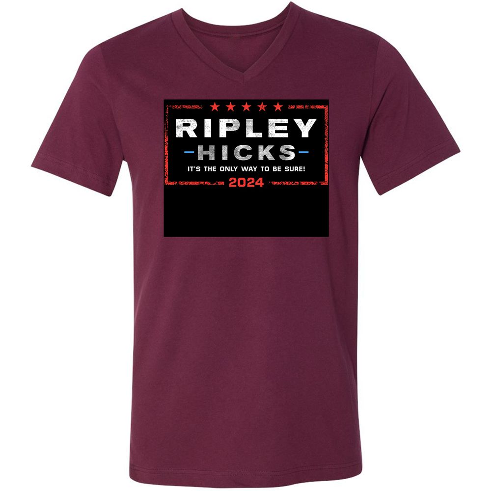 Unisex V-Neck T-Shirt - F7C5NE65 - Maroon - 6