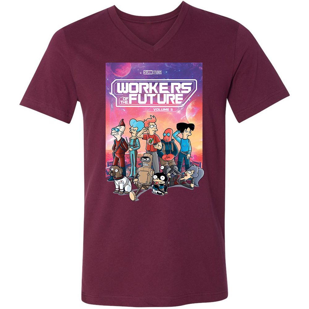 Unisex V-Neck T-Shirt - RUT7Q3LP - Maroon - 6