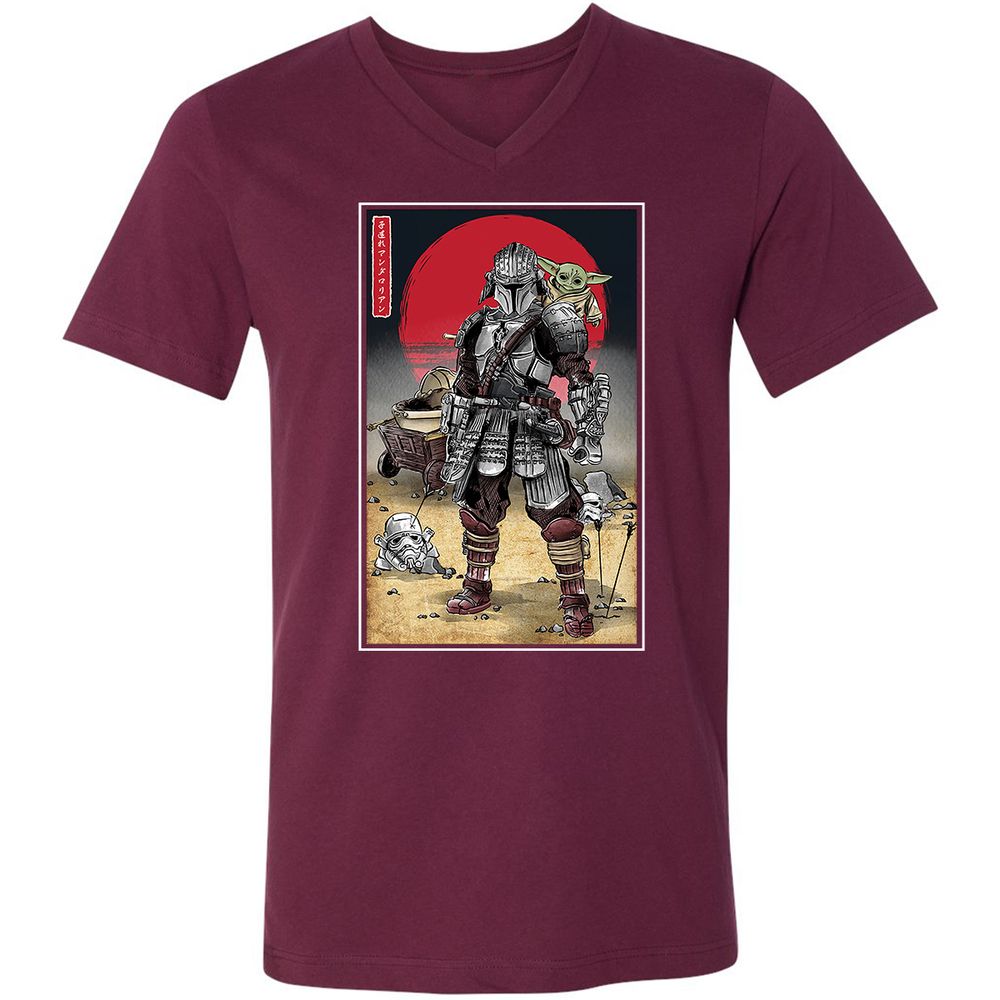 Unisex V-Neck T-Shirt - KEJKCCFN - Maroon - 6
