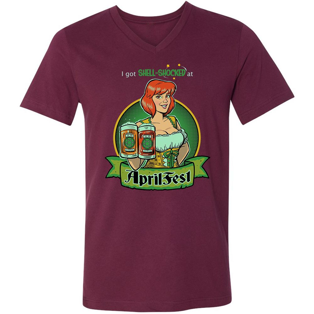 Unisex V-Neck T-Shirt - SFK6RA27 - Maroon - 6