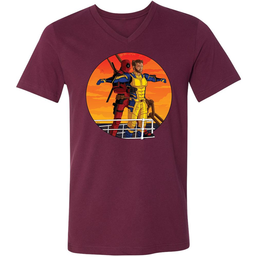 Unisex V-Neck T-Shirt - 1J8ZB4R5 - Maroon - 6