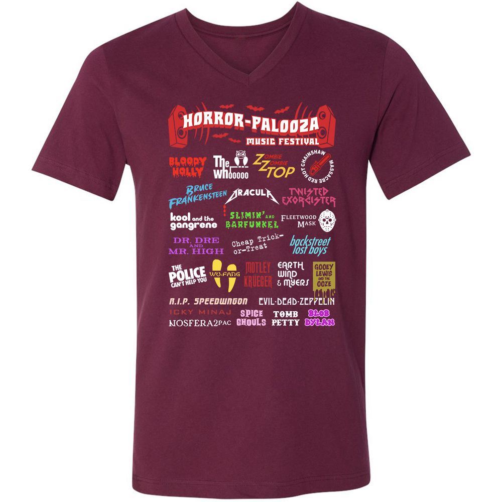 Unisex V-Neck T-Shirt - Y9S25CJW - Maroon - 6