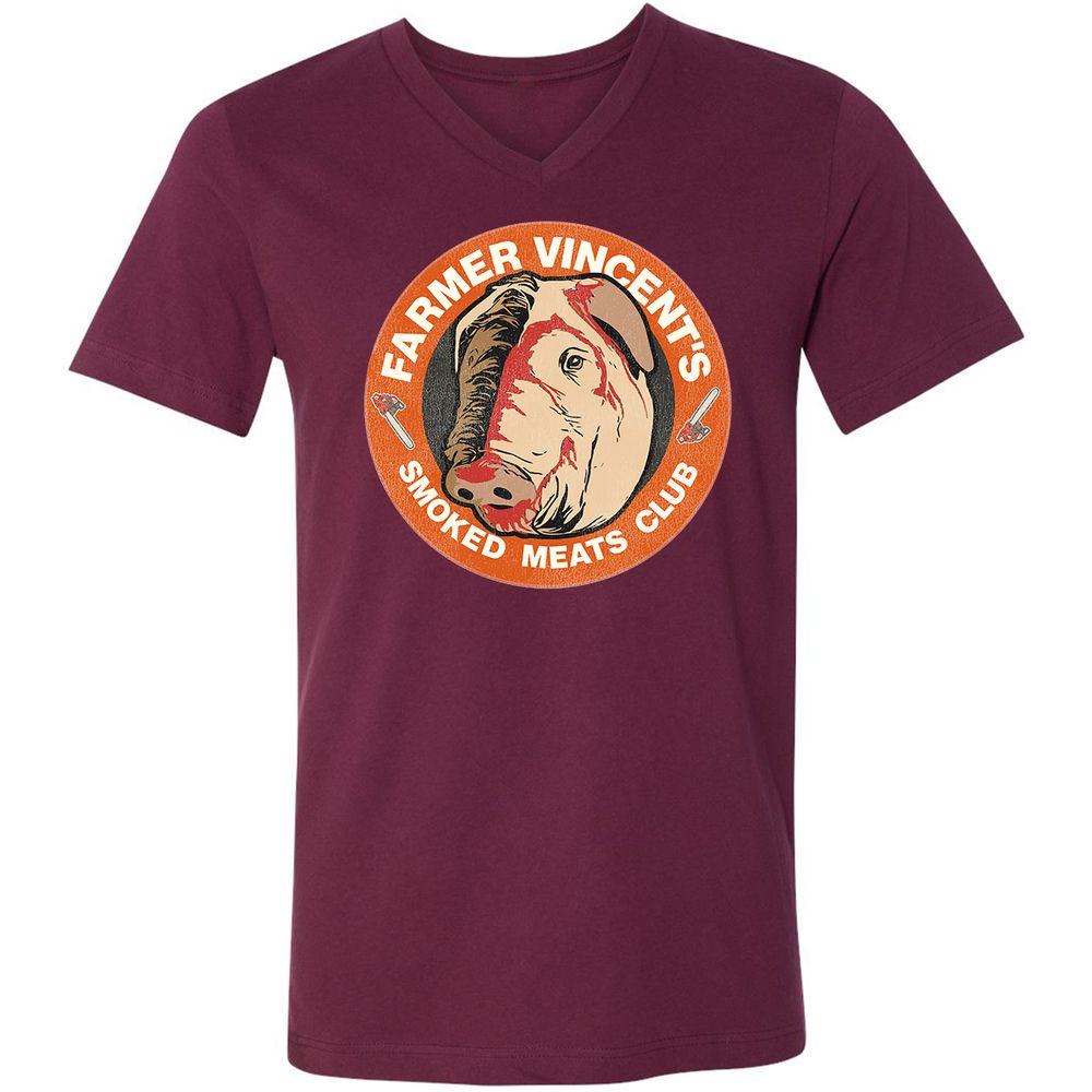 Unisex V-Neck T-Shirt - N86UGHQP - Maroon - 6