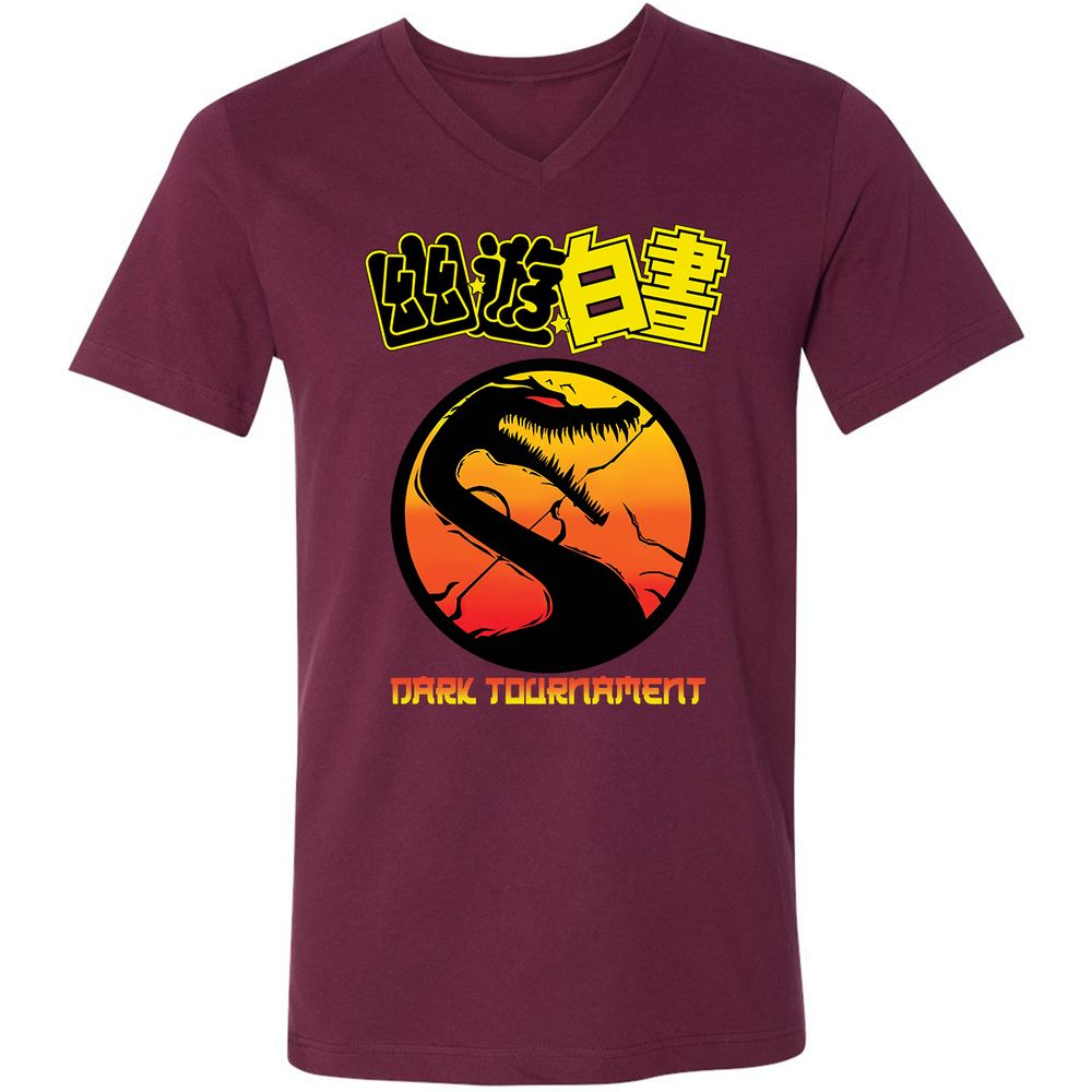 Unisex V-Neck T-Shirt - JKF6YFDC - Maroon - 6