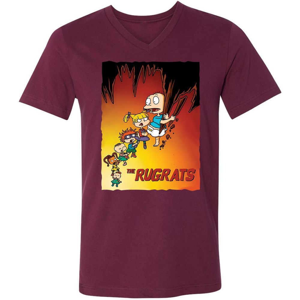 Unisex V-Neck T-Shirt - 7DX1RQSQ - Maroon - 6