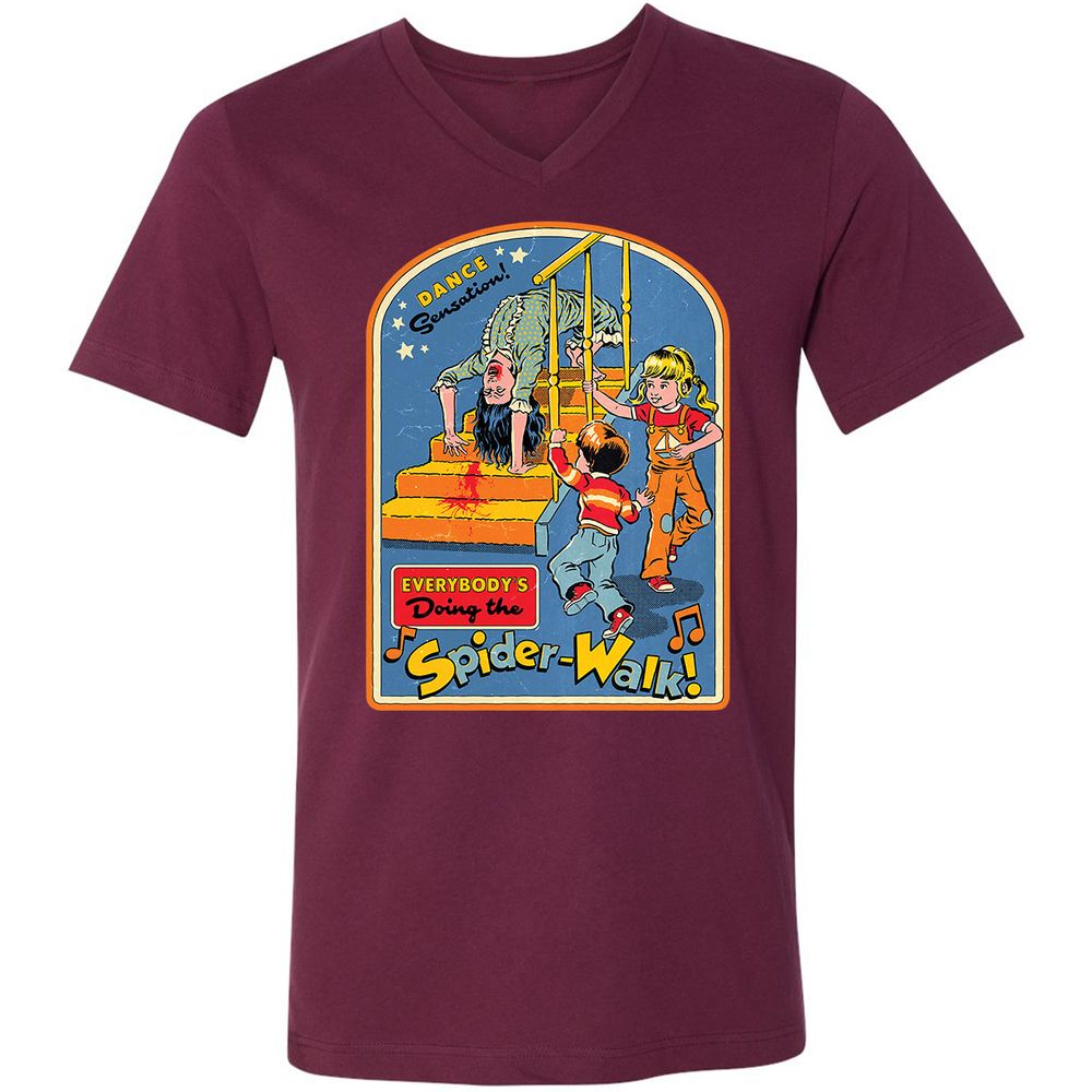 Unisex V-Neck T-Shirt - 5UYJC5P8 - Maroon - 6