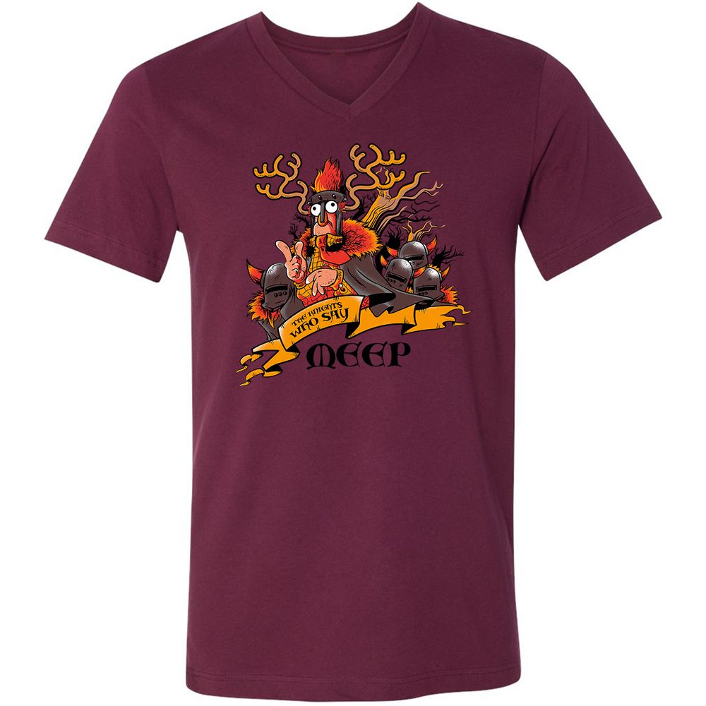 Unisex V-Neck T-Shirt - 7JBZLAWQ - Maroon - 6