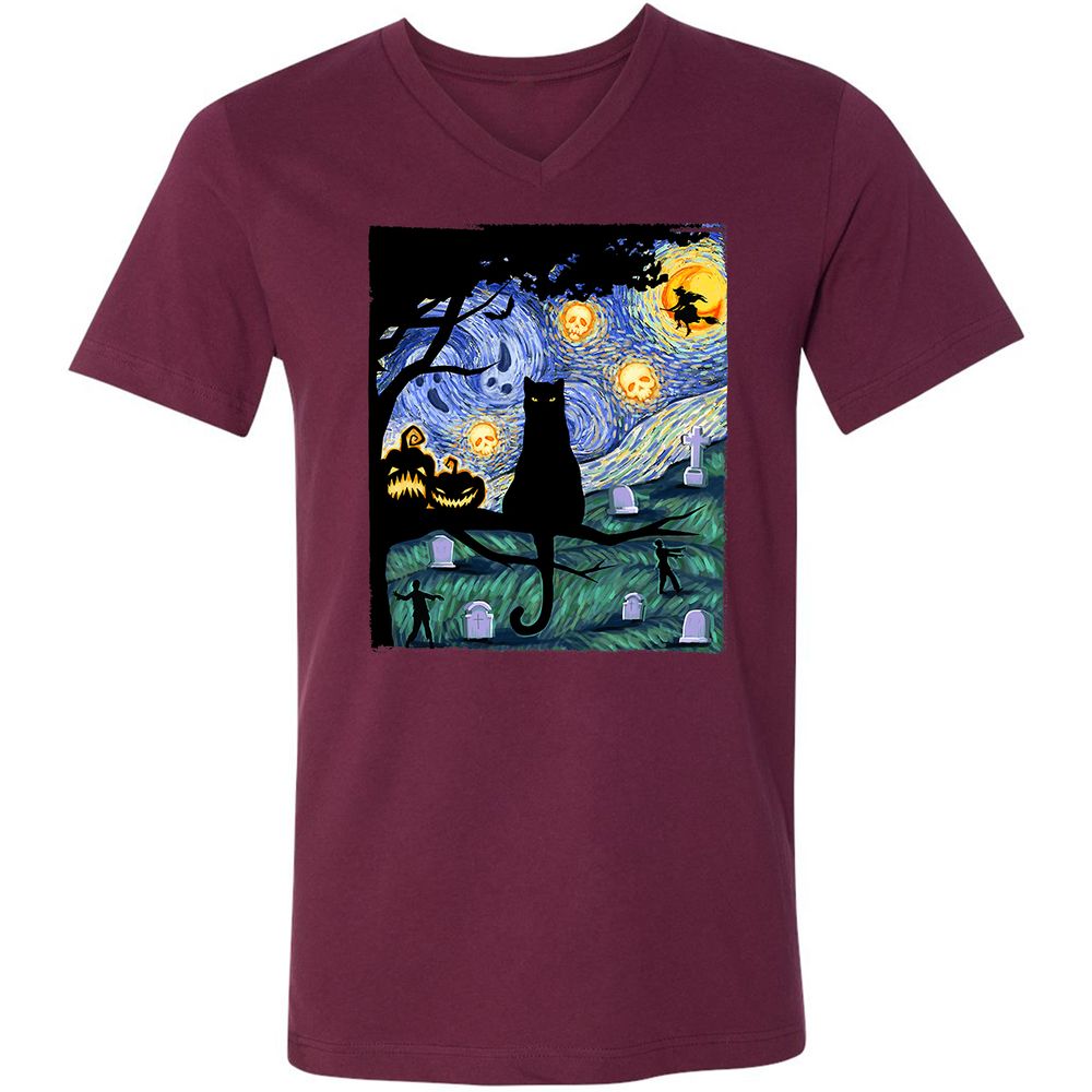 Unisex V-Neck T-Shirt - MFG2B8LN - Maroon - 6