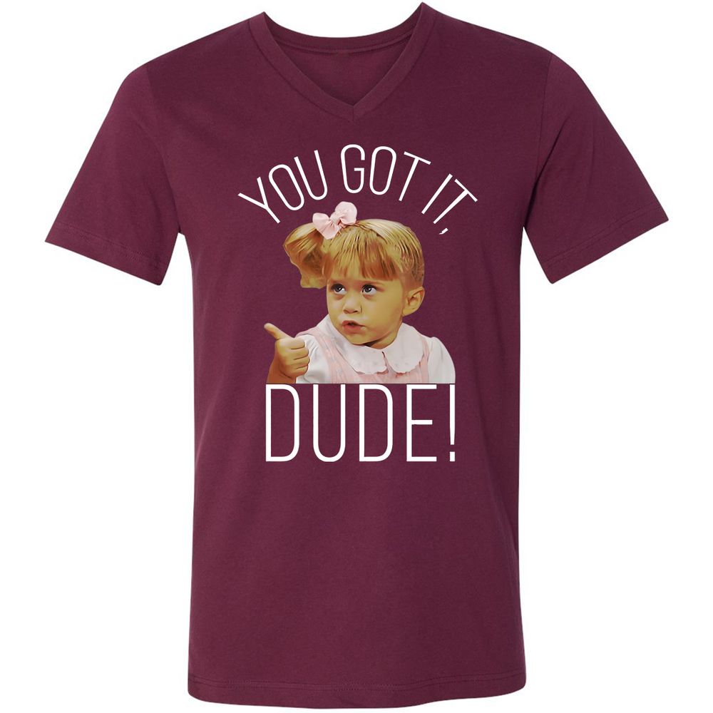 Unisex V-Neck T-Shirt - R96VH3GD - Maroon - 6