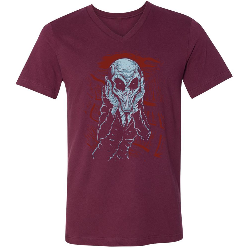 Unisex V-Neck T-Shirt - H54W6YJ9 - Maroon - 6