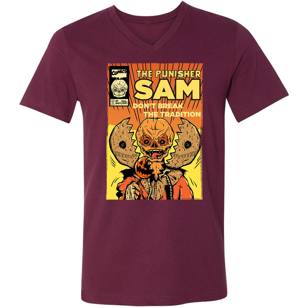 Unisex V-Neck T-Shirt - Z8HEJJXD - Maroon - 6