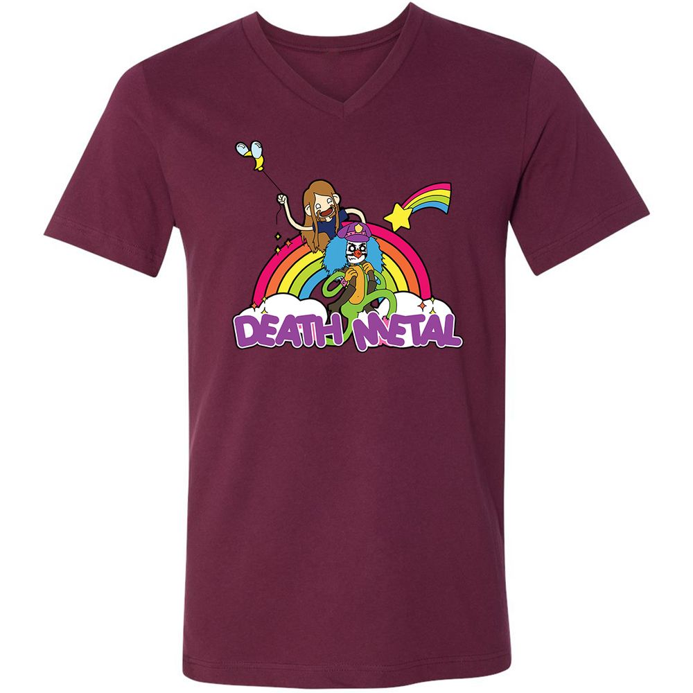 Unisex V-Neck T-Shirt - A5JDJ2QB - Maroon - 6