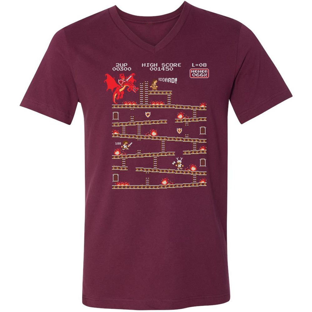 Unisex V-Neck T-Shirt - YJNM7NTU - Maroon - 6