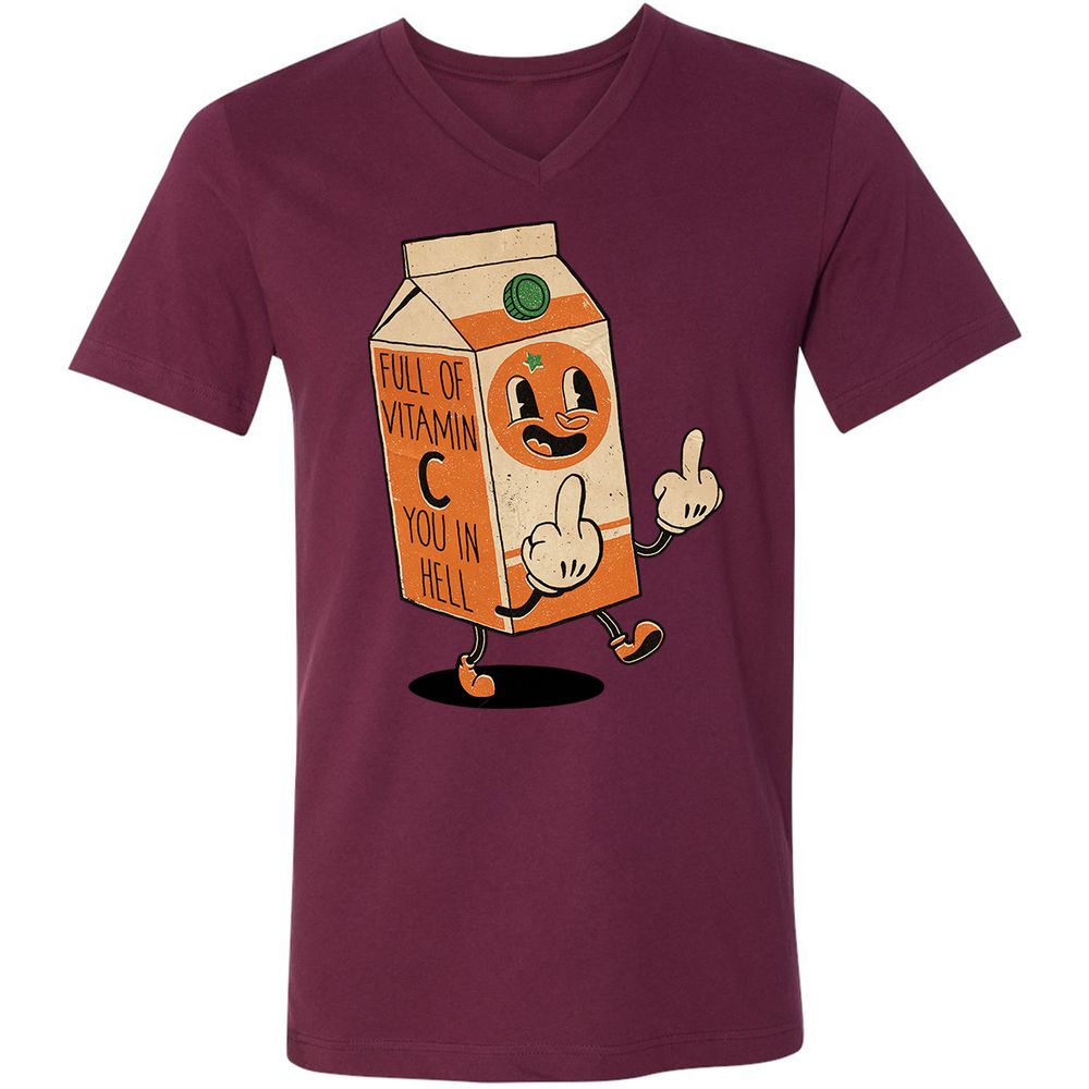 Unisex V-Neck T-Shirt - WPVLZNC8 - Maroon - 6