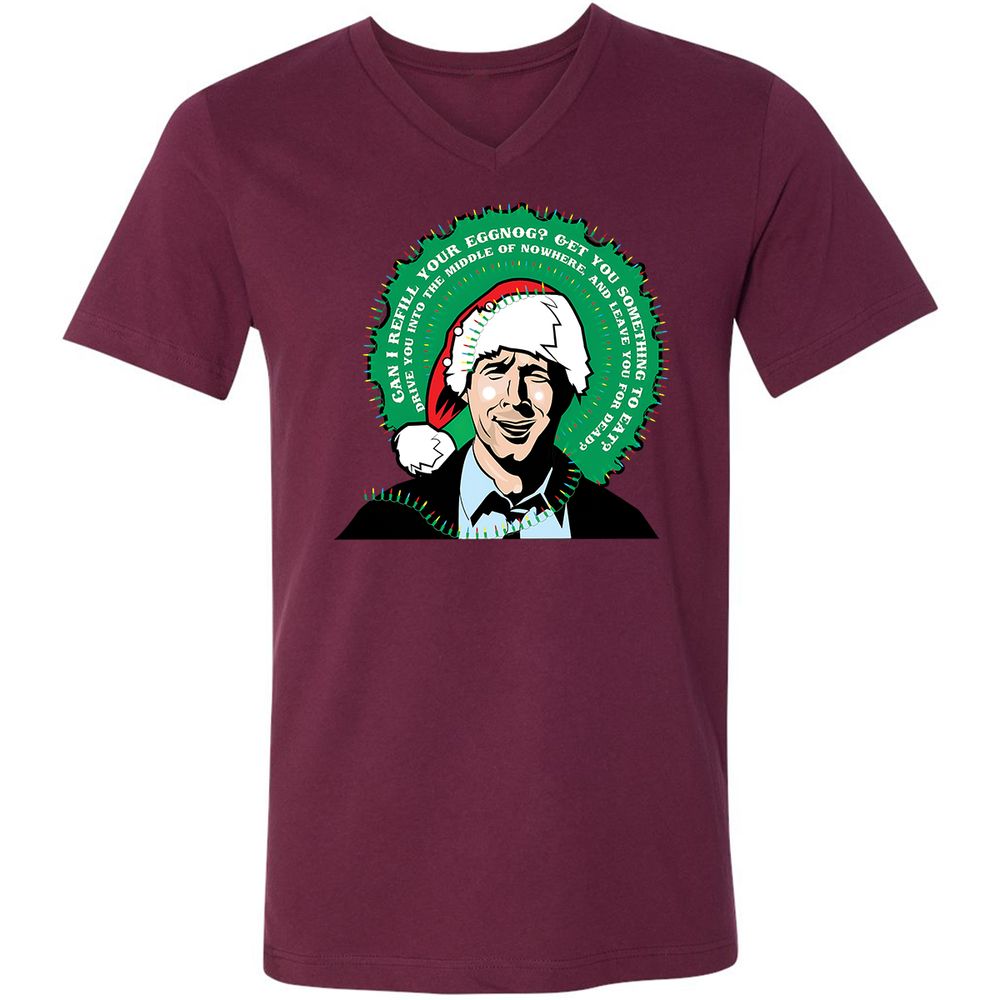 Unisex V-Neck T-Shirt - VZL759QP - Maroon - 6