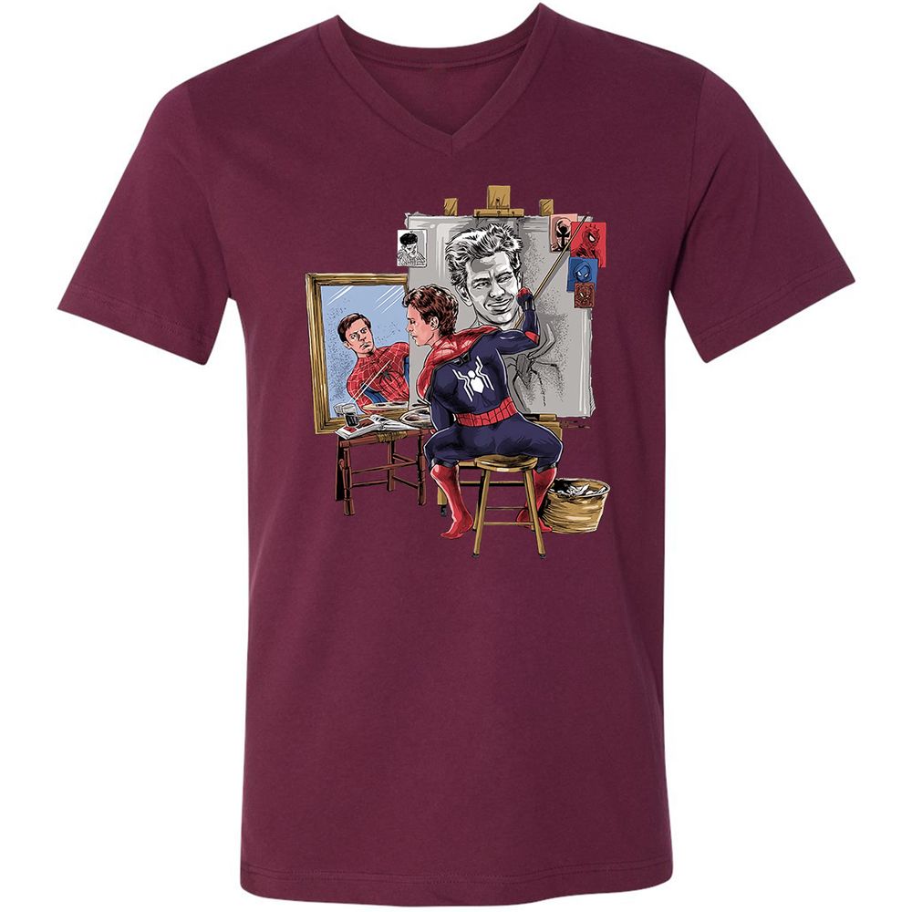 Unisex V-Neck T-Shirt - NHQ8TF3B - Maroon - 6