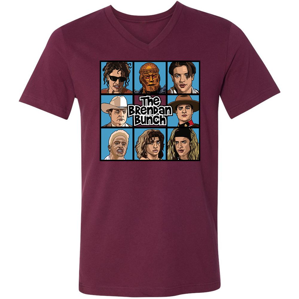 Unisex V-Neck T-Shirt - 3VPPFP18 - Maroon - 6