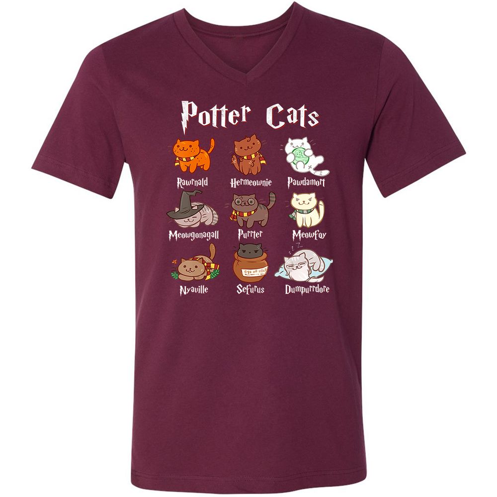 Unisex V-Neck T-Shirt - T7NK24Y6 - Maroon - 6