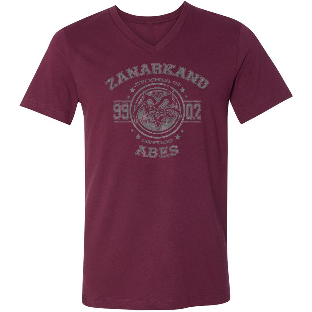 Unisex V-Neck T-Shirt - KBQXRZTL - Maroon - 6