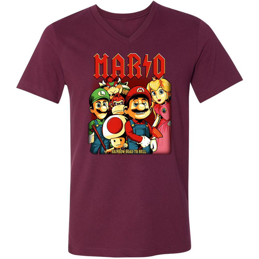 Unisex V-Neck T-Shirt - HJHXGP9C - Maroon - 6
