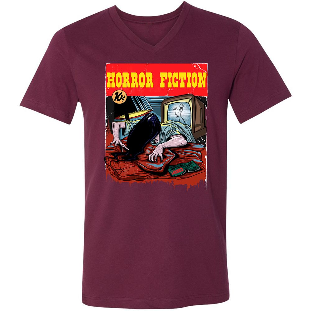 Unisex V-Neck T-Shirt - 3E34AKBN - Maroon - 6