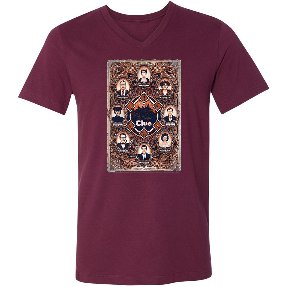 Unisex V-Neck T-Shirt - XBBCEW3E - Maroon - 6