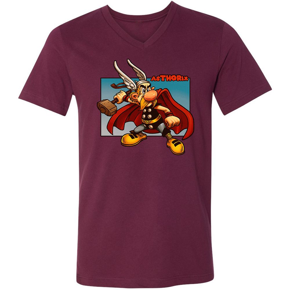 Unisex V-Neck T-Shirt - CK4KJGUY - Maroon - 6