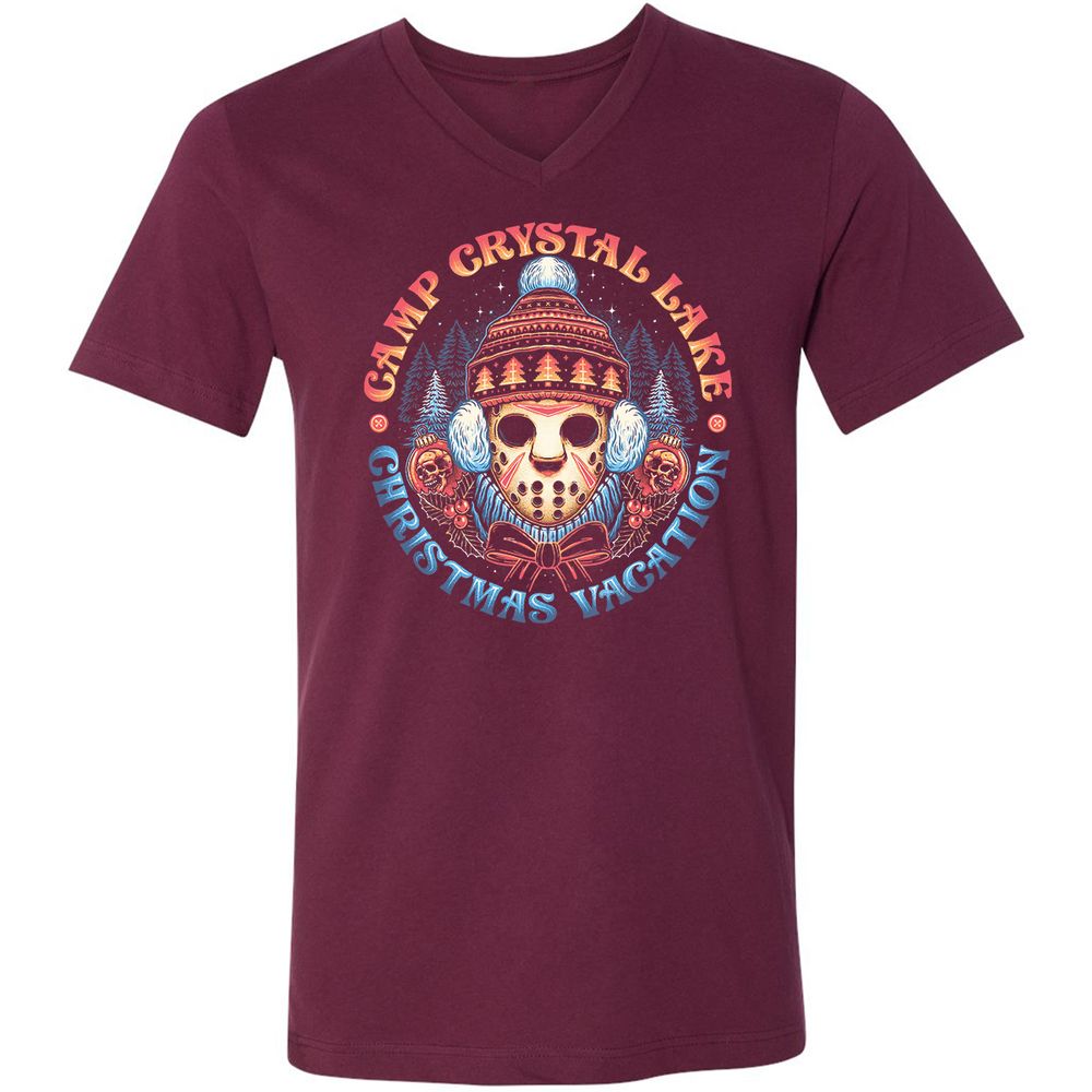 Unisex V-Neck T-Shirt - YM2BRLDH - Maroon - 6