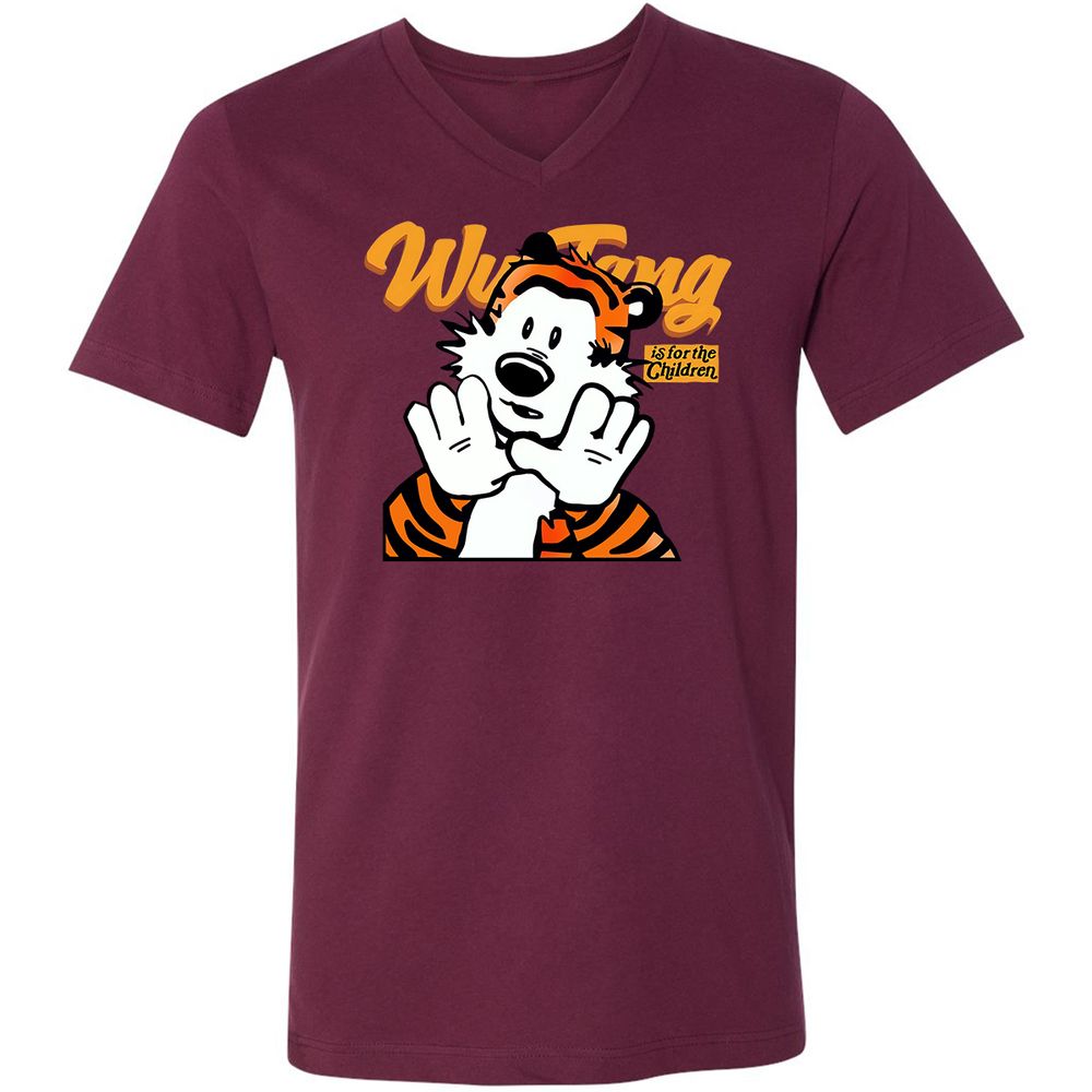 Unisex V-Neck T-Shirt - M7VLWC9B - Maroon - 6