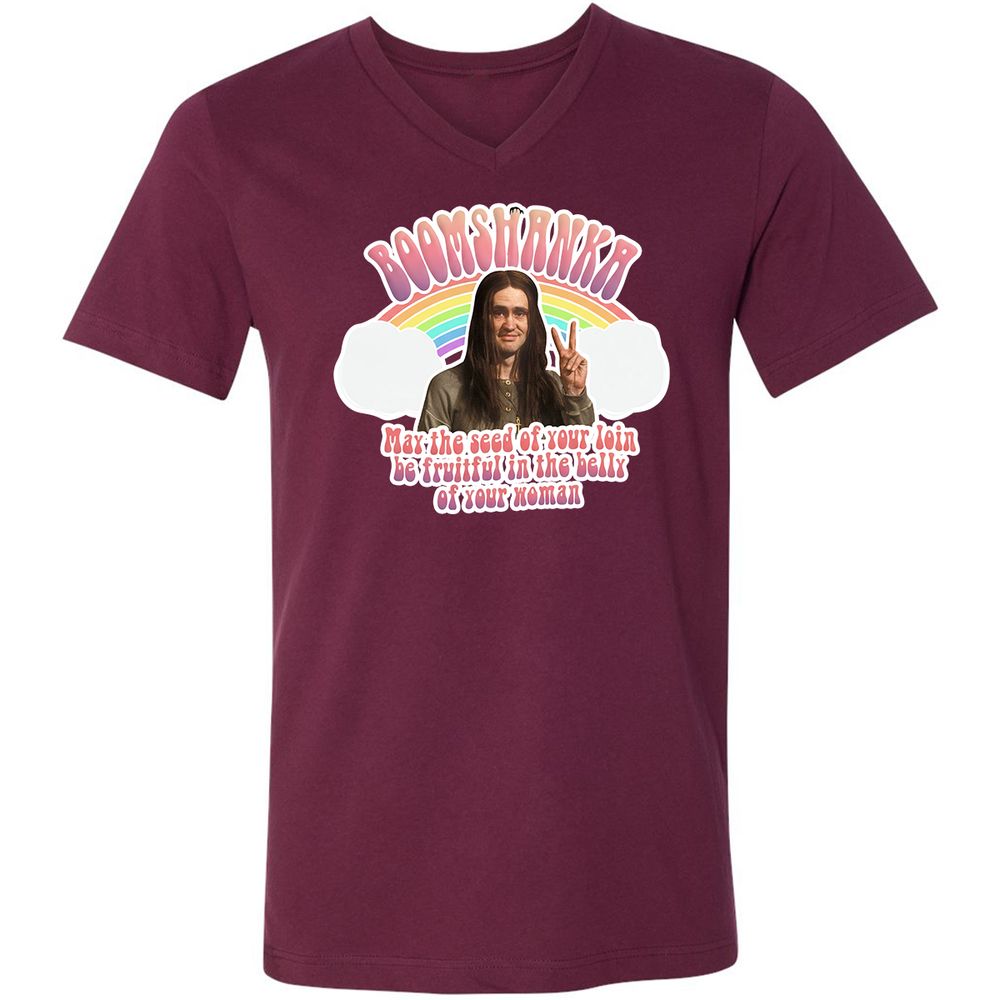 Unisex V-Neck T-Shirt - QANN7MK3 - Maroon - 6