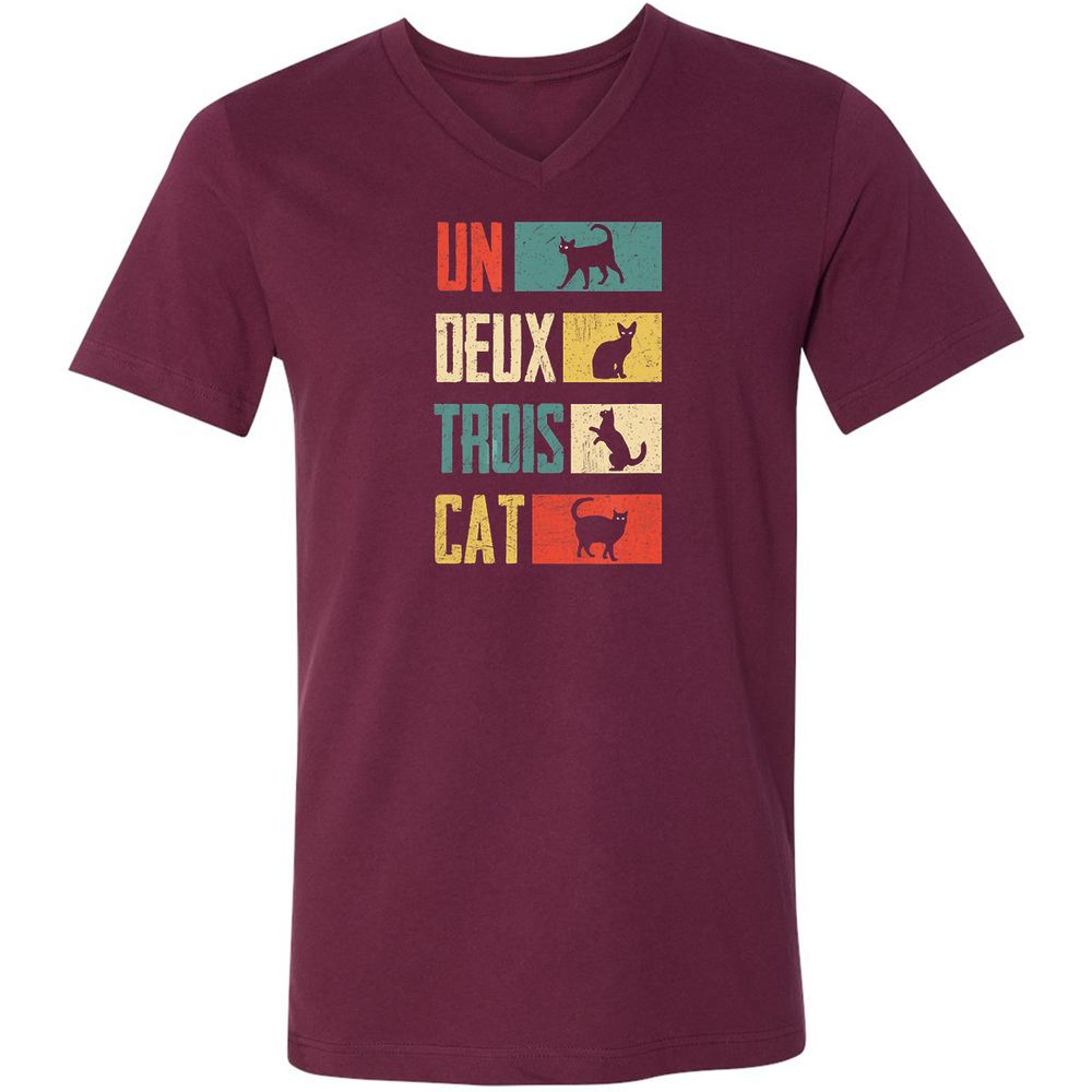 Unisex V-Neck T-Shirt - 3EXCAQLE - Maroon - 6