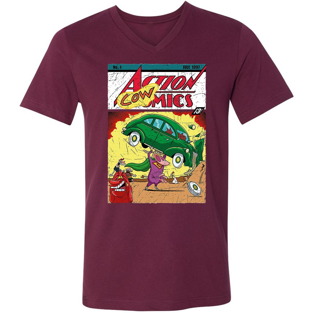 Unisex V-Neck T-Shirt - B6DDSGGC - Maroon - 6