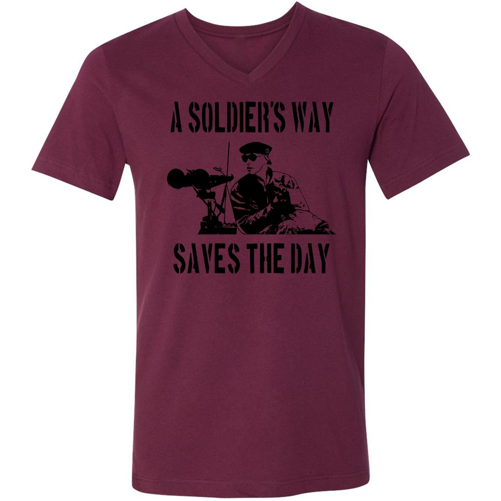 Unisex V-Neck T-Shirt - 7JSE4CU5 - Maroon - 6