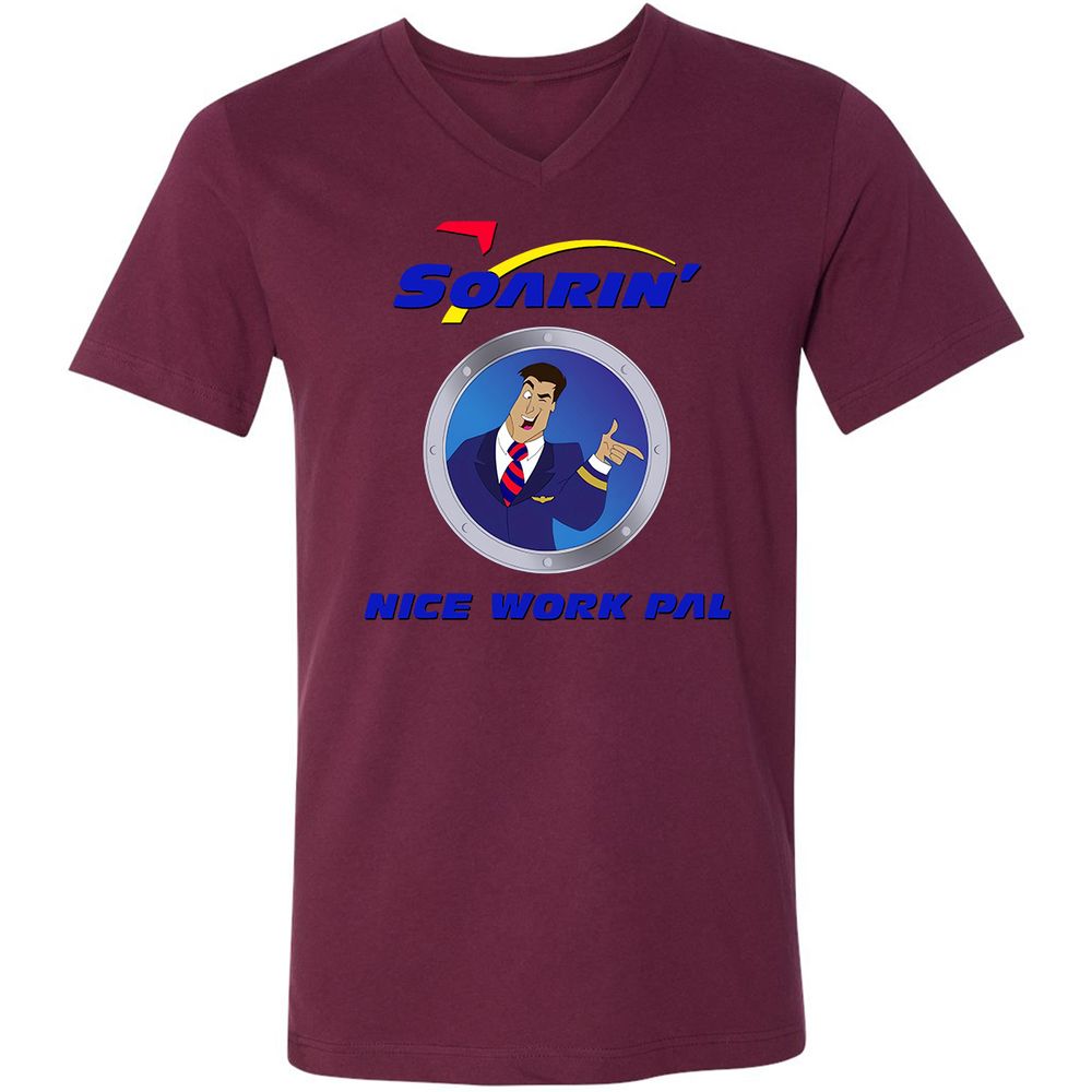 Unisex V-Neck T-Shirt - XBRFZYQP - Maroon - 6
