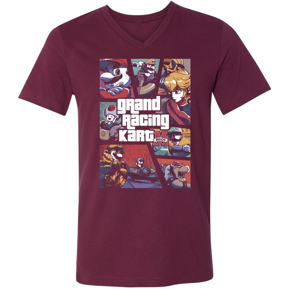 Unisex V-Neck T-Shirt - LU33VTL4 - Maroon - 6