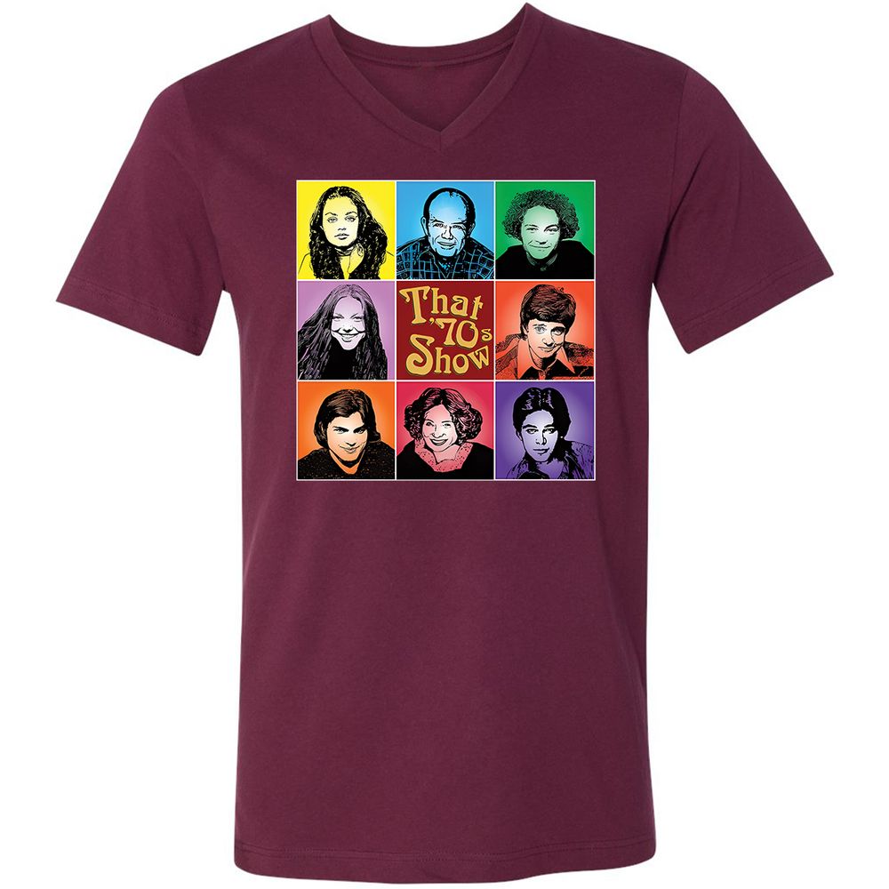 Unisex V-Neck T-Shirt - NLCH58KN - Maroon - 6