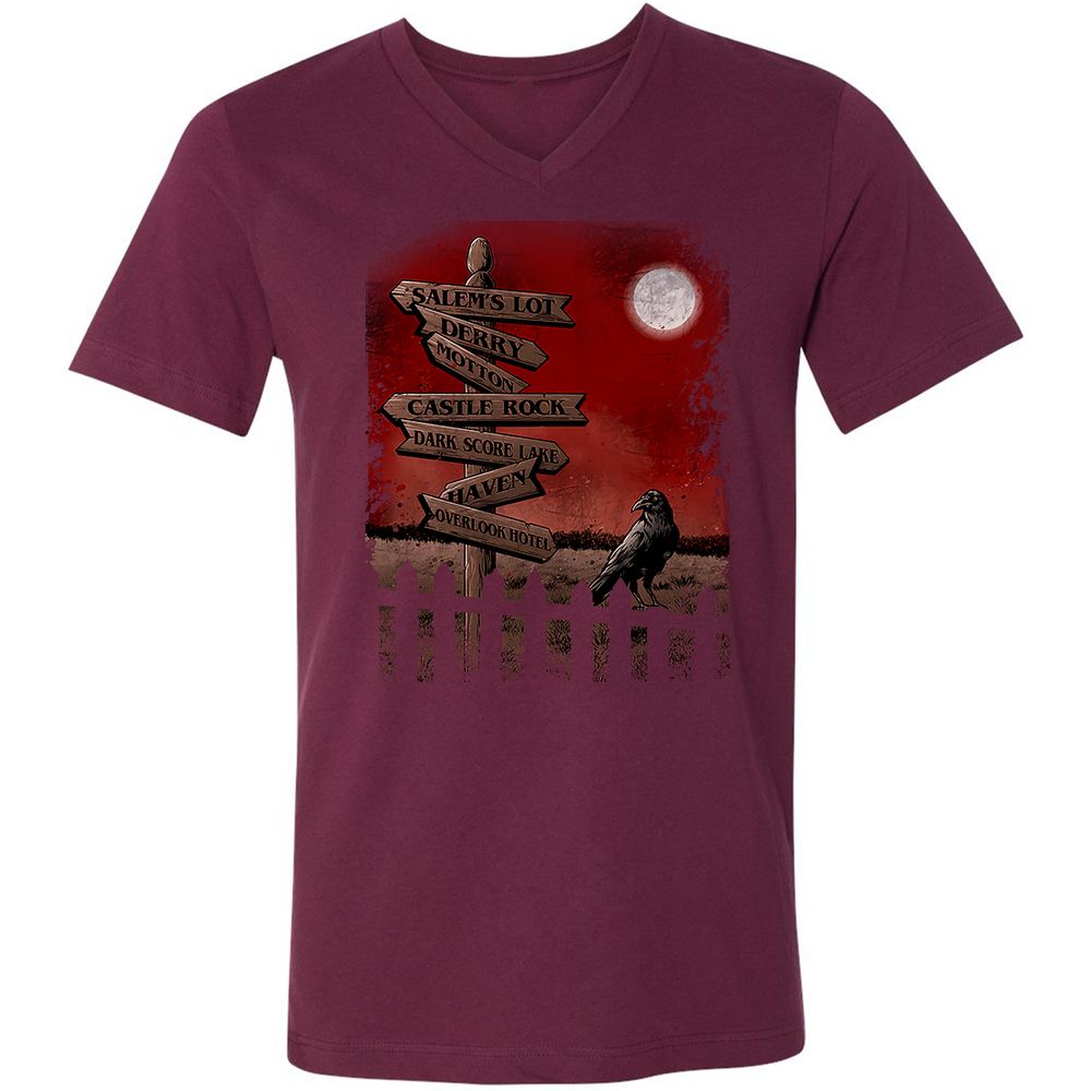 Unisex V-Neck T-Shirt - YWP7WBHF - Maroon - 6