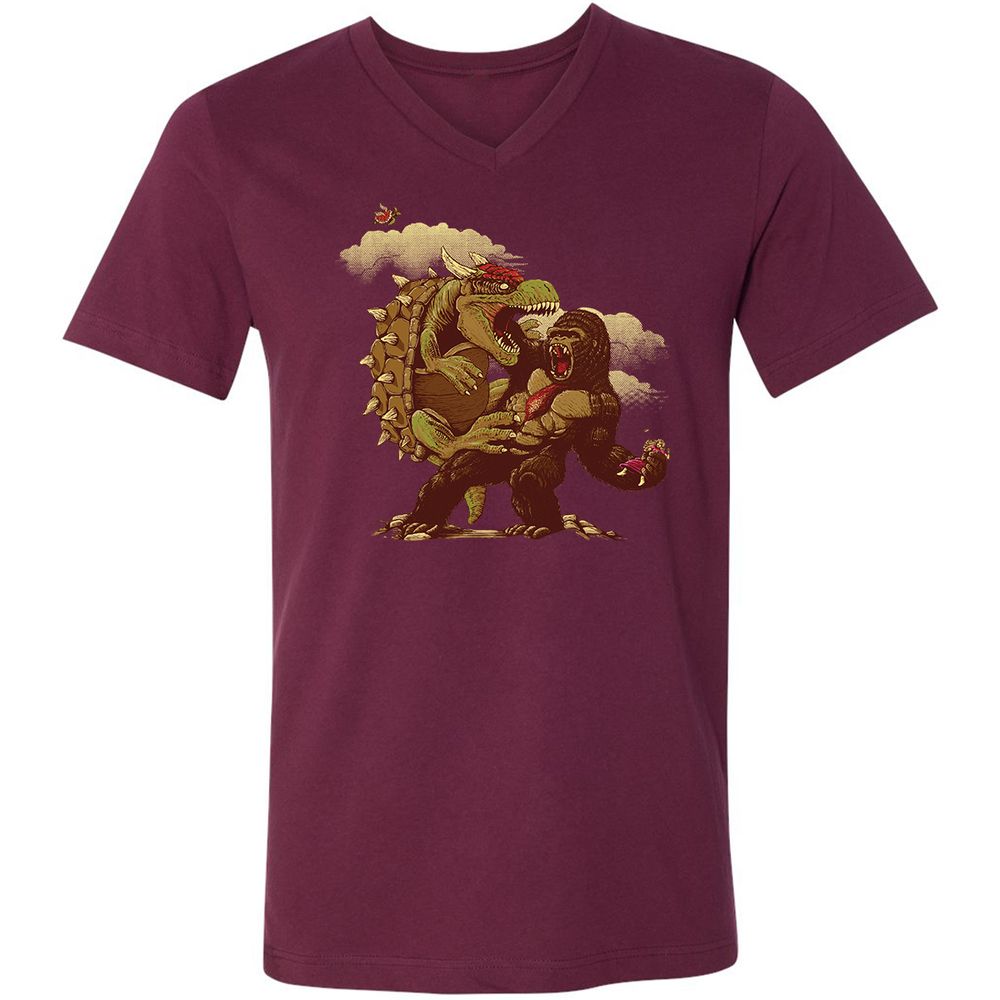 Unisex V-Neck T-Shirt - N5FBLYUQ - Maroon - 6