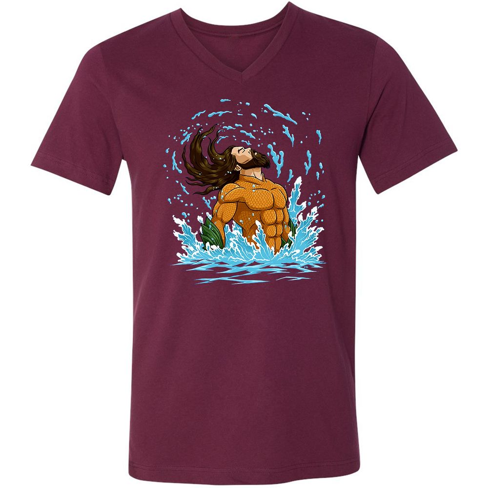 Unisex V-Neck T-Shirt - WK6BK53N - Maroon - 6