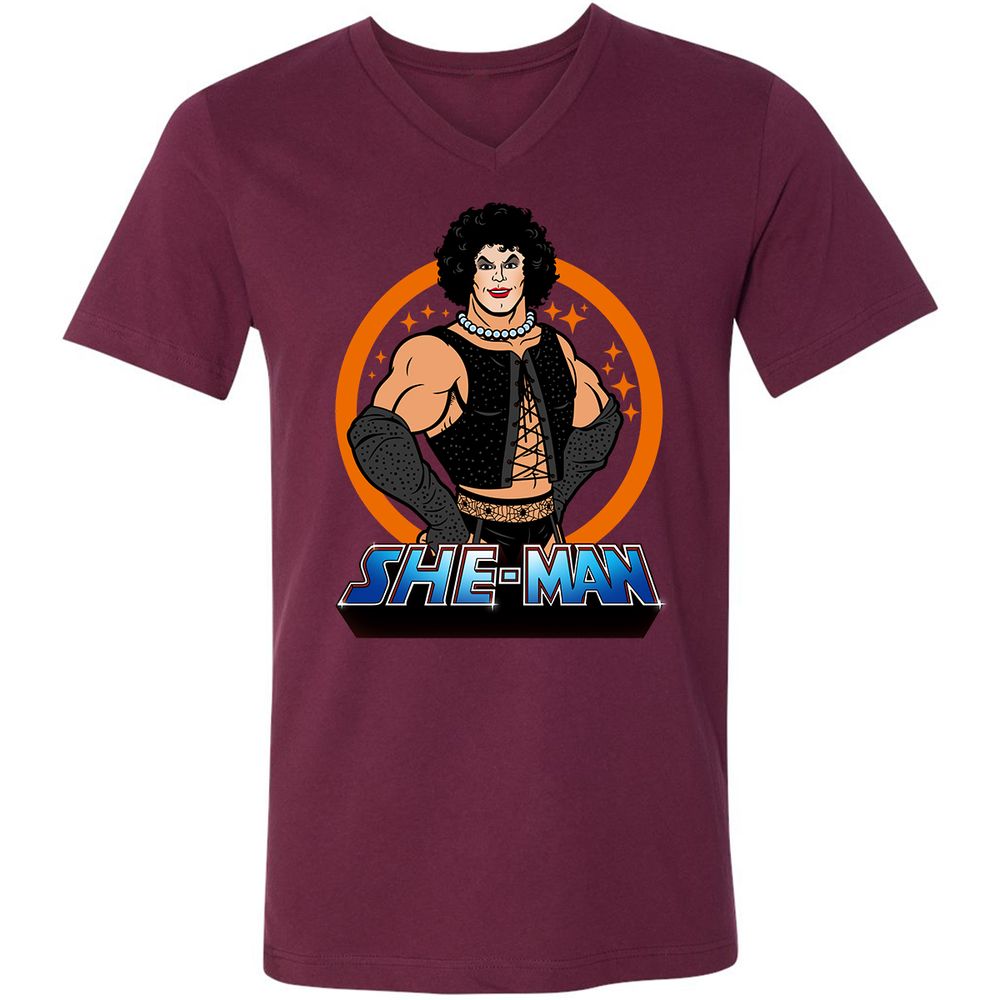 Unisex V-Neck T-Shirt - NRWP44AS - Maroon - 6