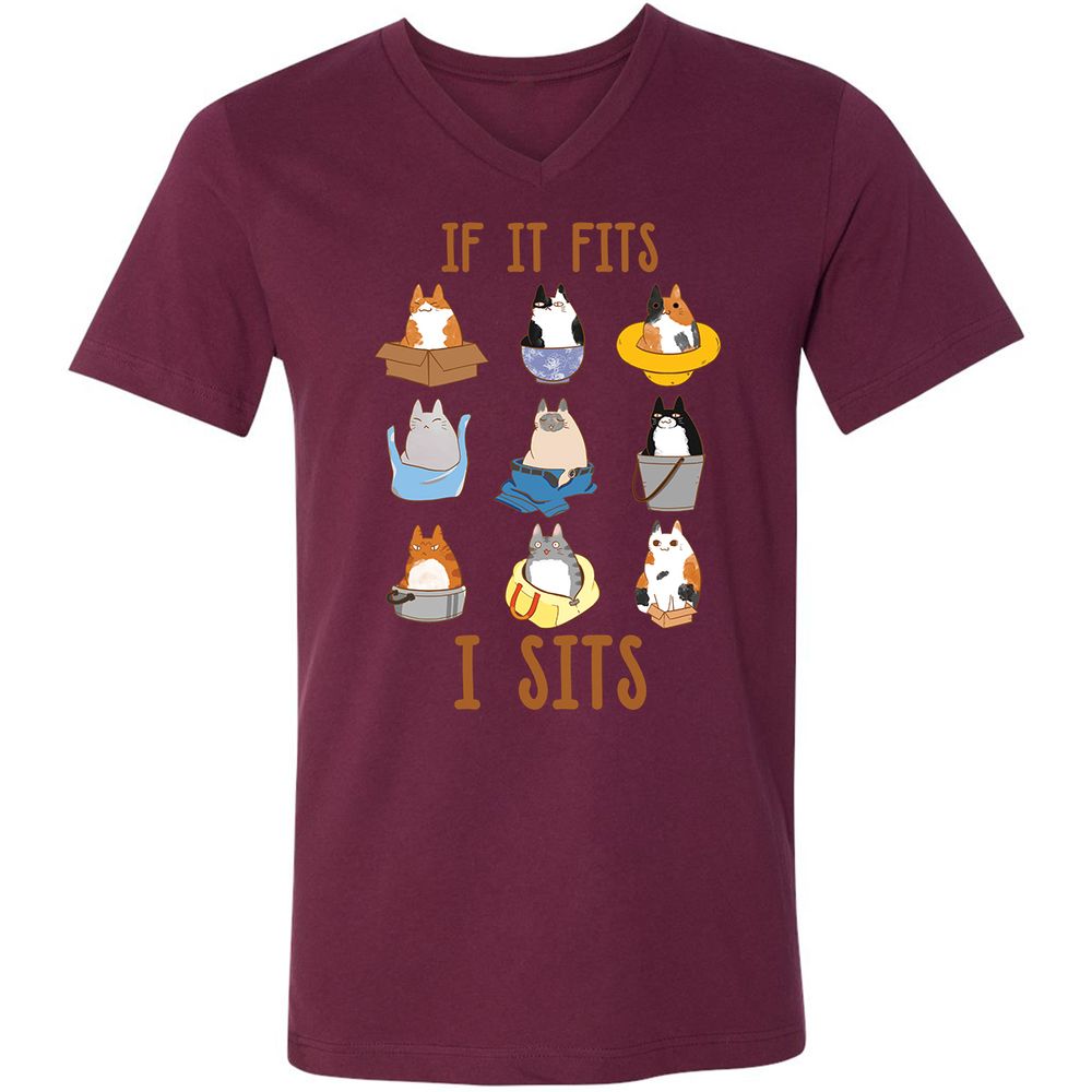 Unisex V-Neck T-Shirt - 6ZDH71YS - Maroon - 6