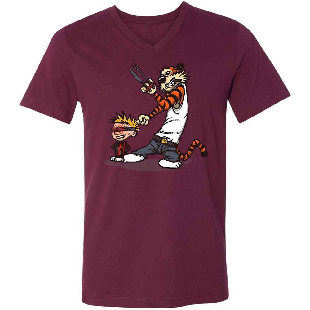 Unisex V-Neck T-Shirt - RN1JW1YU - Maroon - 6