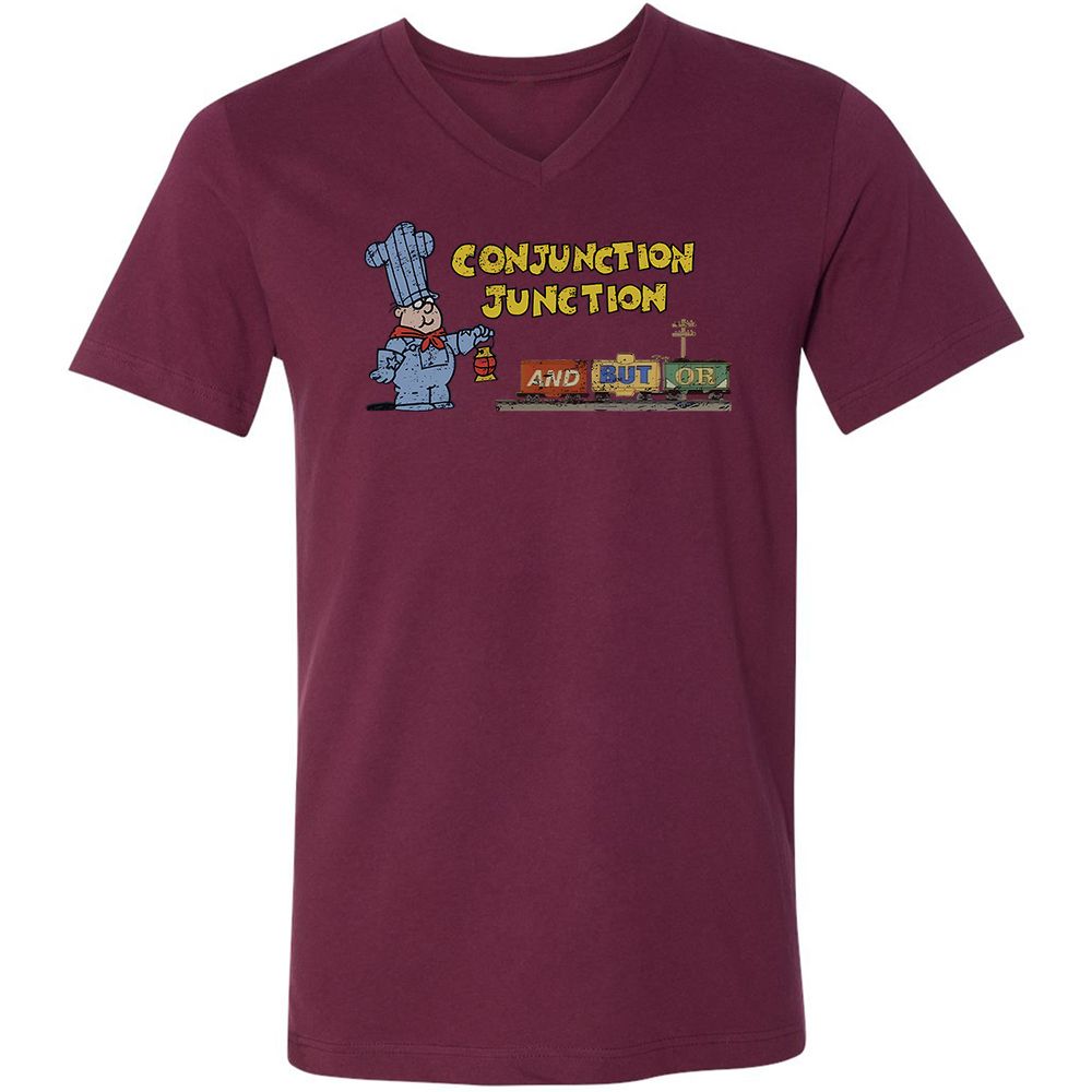 Unisex V-Neck T-Shirt - G6ZQXFNK - Maroon - 6
