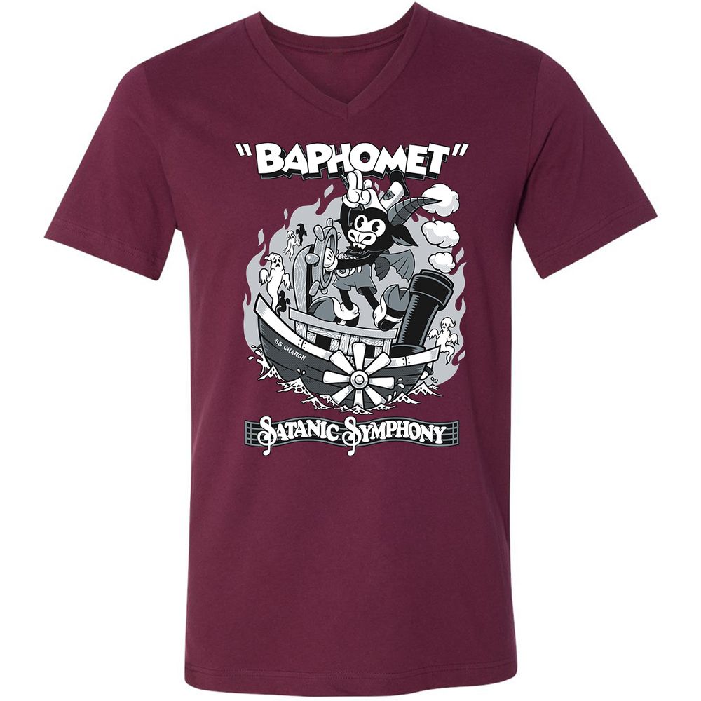 Unisex V-Neck T-Shirt - QA8MJJUX - Maroon - 6