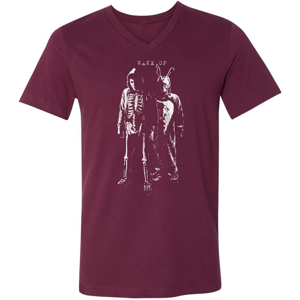 Unisex V-Neck T-Shirt - UEYGEB69 - Maroon - 6