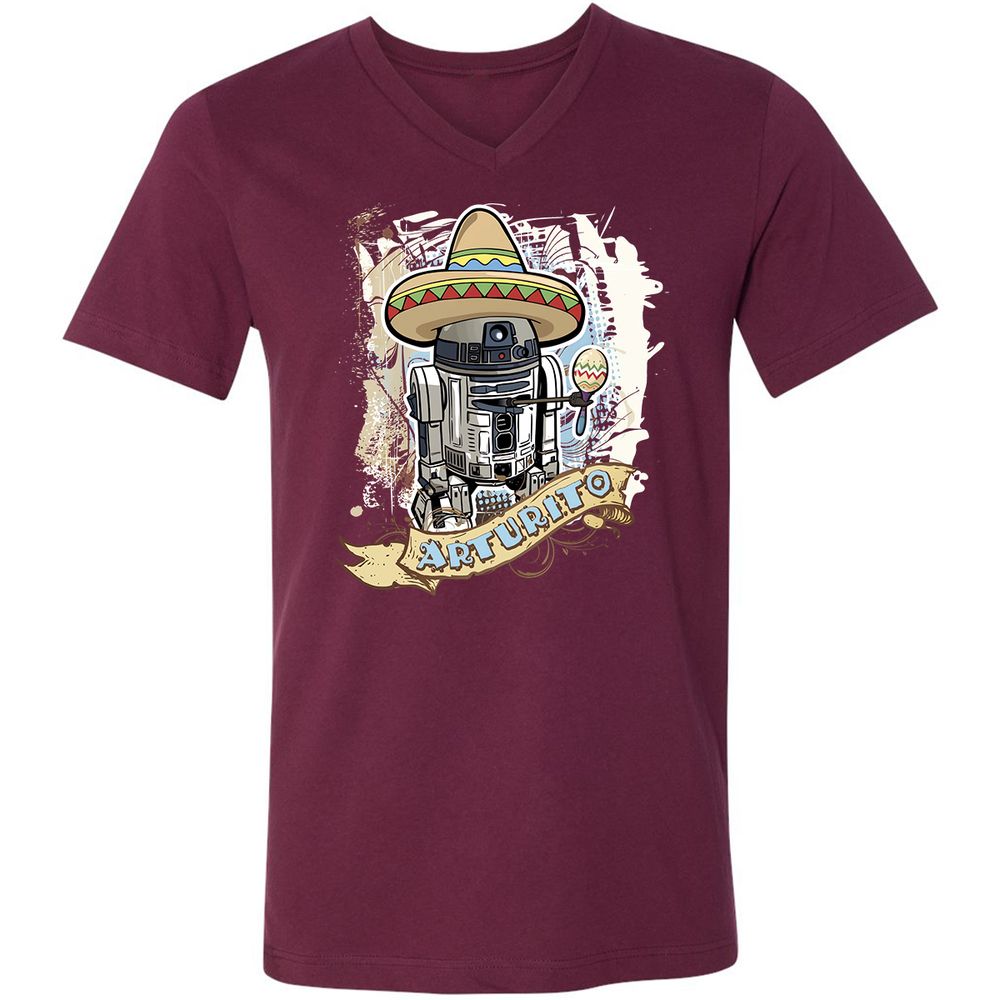 Unisex V-Neck T-Shirt - RU3BUDYA - Maroon - 6