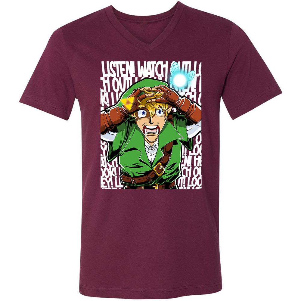 Unisex V-Neck T-Shirt - EY6E5ZQP - Maroon - 6