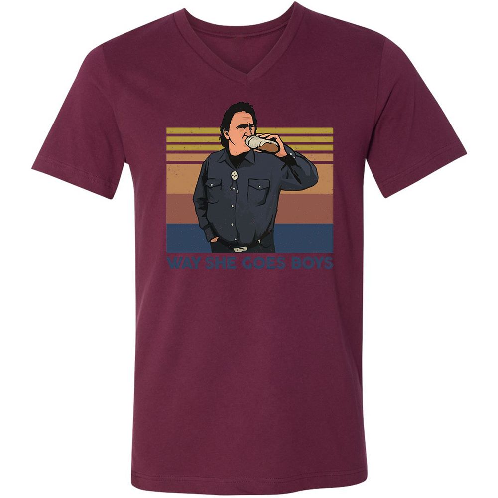 Unisex V-Neck T-Shirt - DQYHL8TK - Maroon - 6