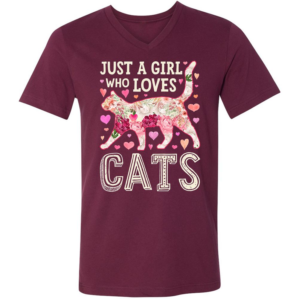 Unisex V-Neck T-Shirt - 7789KAG9 - Maroon - 6