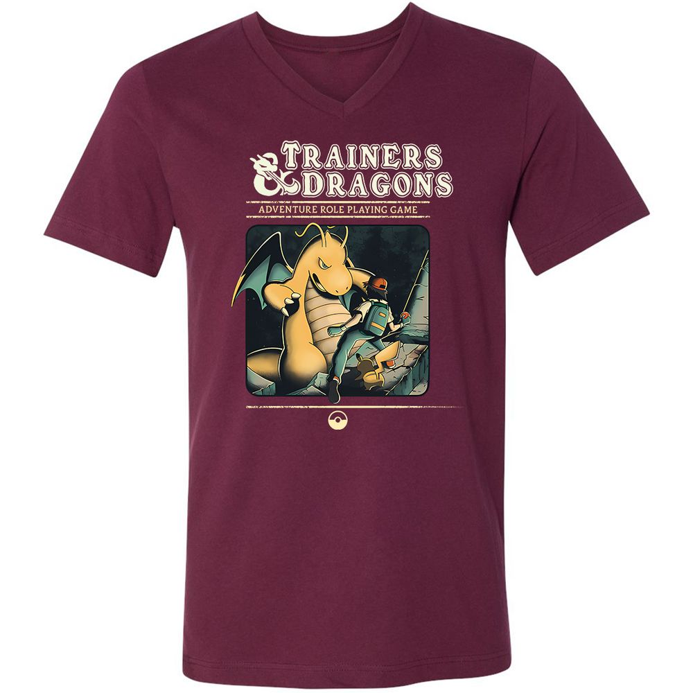 Unisex V-Neck T-Shirt - VHWZBAR7 - Maroon - 6